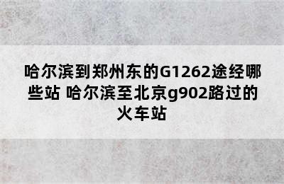 哈尔滨到郑州东的G1262途经哪些站 哈尔滨至北京g902路过的火车站